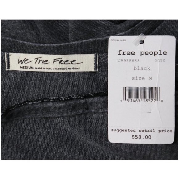 Free People All Mine Tee Black Low Back V Neck Med. NWT - Picture 5 of 5